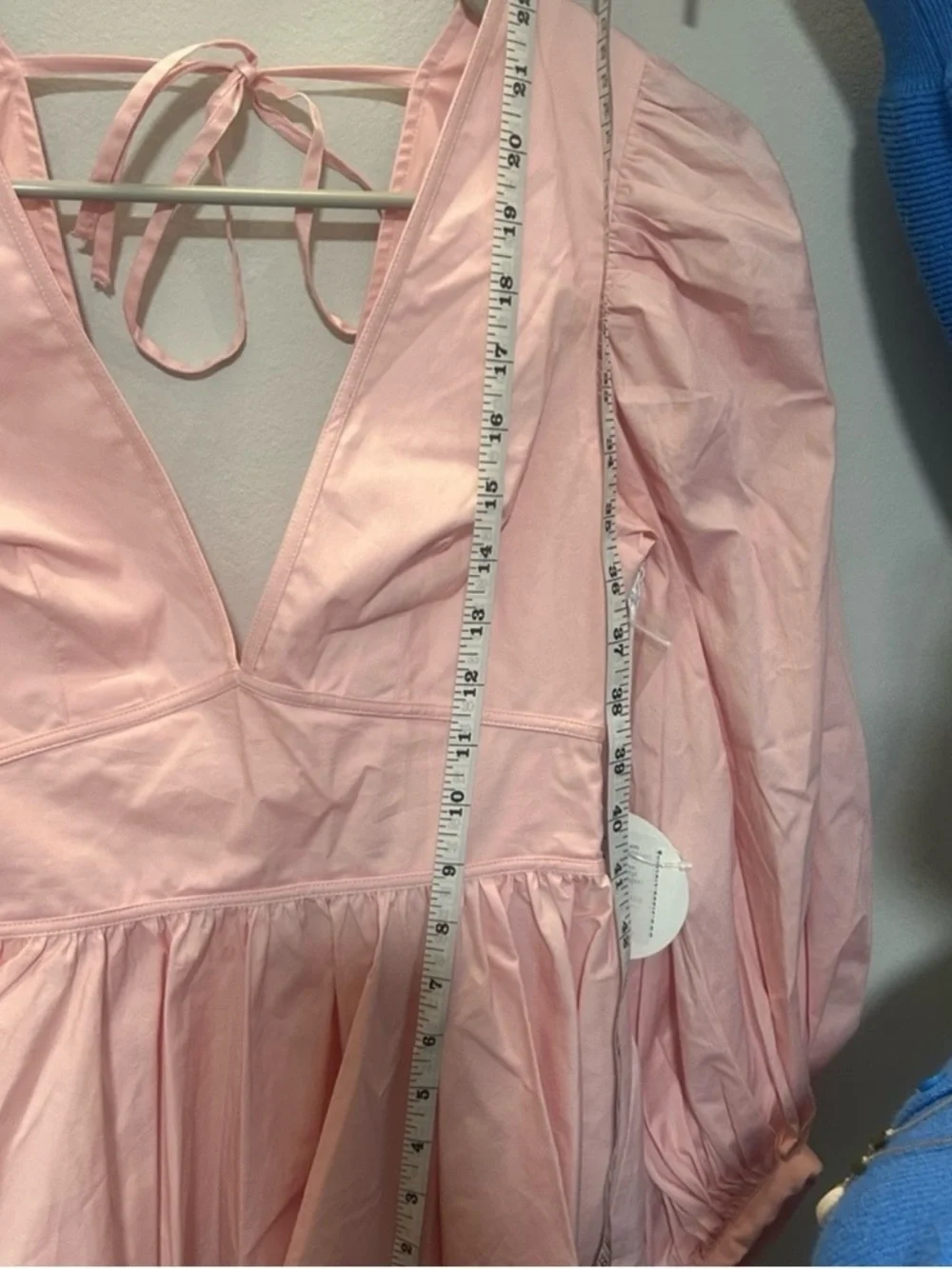 STAUD Pink Luna V-Neck Puff Sleeve Peplum Top